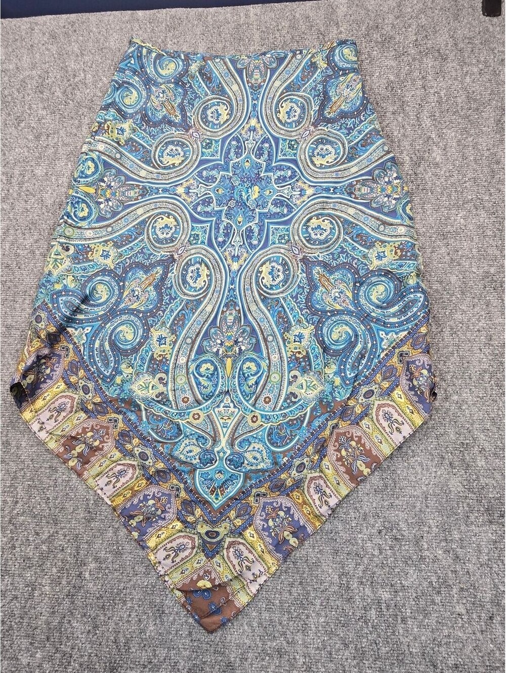 GAP 100% Silk Paisley Dress Womens S Strapless Handkerchief Hem Blue Boho